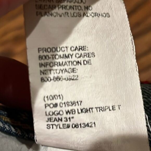 Y2K Tommy Hilfiger Jeans Flag waist detail straight leg low rise light wash sz 4 - Picture 9 of 10